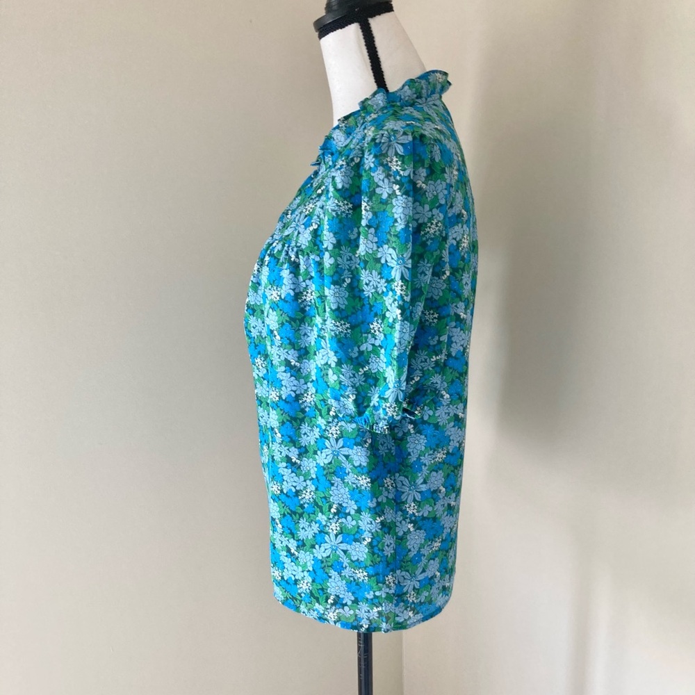 J.Crew Ruffle-Trim Short-Sleeve Top in Hyacinth Fields Size M - Picture 7 of 9